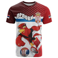 Custom Serbia Football T Shirt Sporty Style with Eagle Mascot