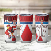 Custom Serbia Football Tumbler Cup Sporty Style with Eagle Mascot
