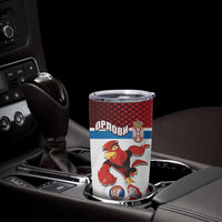 Custom Serbia Football Tumbler Cup Sporty Style with Eagle Mascot