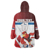 Custom Serbia Football Wearable Blanket Hoodie Sporty Style with Eagle Mascot