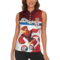 Custom Serbia Football Women Sleeveless Polo Shirt Sporty Style with Eagle Mascot