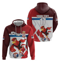 Custom Serbia Football Zip Hoodie Sporty Style with Eagle Mascot
