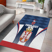 Custom Serbia Basketball Champions Area Rug Sporty Style with Coat of Arms