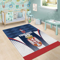 Custom Serbia Basketball Champions Area Rug Sporty Style with Coat of Arms