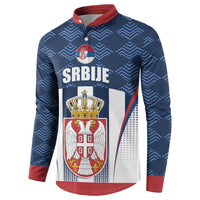 Custom Serbia Basketball Champions Button Sweatshirt Sporty Style with Coat of Arms