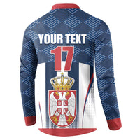 Custom Serbia Basketball Champions Button Sweatshirt Sporty Style with Coat of Arms