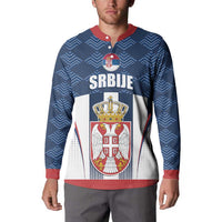 Custom Serbia Basketball Champions Button Sweatshirt Sporty Style with Coat of Arms