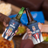 Custom Serbia Basketball Champions 4 in 1 Can Cooler Tumbler Sporty Style with Coat of Arms