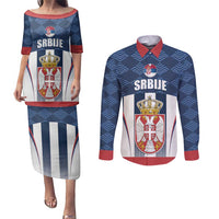 Custom Serbia Basketball Champions Couples Matching Puletasi and Long Sleeve Button Shirt Sporty Style with Coat of Arms