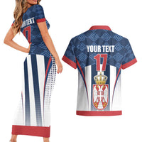Custom Serbia Basketball Champions Couples Matching Short Sleeve Bodycon Dress and Hawaiian Shirt Sporty Style with Coat of Arms