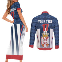 Custom Serbia Basketball Champions Couples Matching Short Sleeve Bodycon Dress and Long Sleeve Button Shirt Sporty Style with Coat of Arms