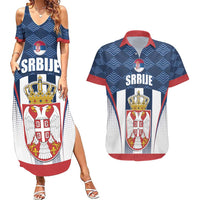Custom Serbia Basketball Champions Couples Matching Summer Maxi Dress and Hawaiian Shirt Sporty Style with Coat of Arms