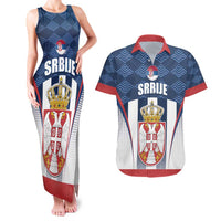 Custom Serbia Basketball Champions Couples Matching Tank Maxi Dress and Hawaiian Shirt Sporty Style with Coat of Arms