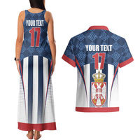 Custom Serbia Basketball Champions Couples Matching Tank Maxi Dress and Hawaiian Shirt Sporty Style with Coat of Arms