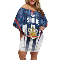 Custom Serbia Basketball Champions Family Matching Off Shoulder Short Dress and Hawaiian Shirt Sporty Style with Coat of Arms