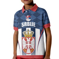 Custom Serbia Basketball Champions Kid Polo Shirt Sporty Style with Coat of Arms