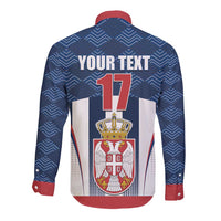 Custom Serbia Basketball Champions Long Sleeve Button Shirt Sporty Style with Coat of Arms