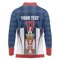 Custom Serbia Basketball Champions Long Sleeve Polo Shirt Sporty Style with Coat of Arms