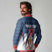 Custom Serbia Basketball Champions Long Sleeve Polo Shirt Sporty Style with Coat of Arms