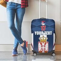 Custom Serbia Basketball Champions Luggage Cover Sporty Style with Coat of Arms