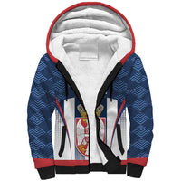 Custom Serbia Basketball Champions Sherpa Hoodie Sporty Style with Coat of Arms