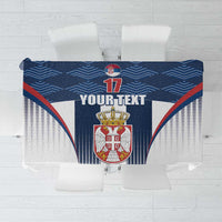 Custom Serbia Basketball Champions Tablecloth Sporty Style with Coat of Arms