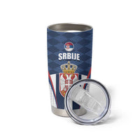 Custom Serbia Basketball Champions Tumbler Cup Sporty Style with Coat of Arms