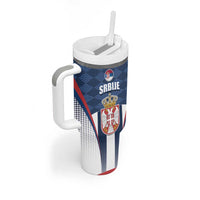 Custom Serbia Basketball Champions Tumbler With Handle Sporty Style with Coat of Arms