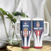 Custom Serbia Basketball Champions Tumbler With Handle Sporty Style with Coat of Arms