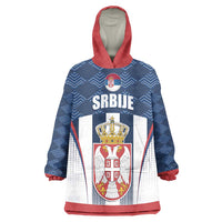 Custom Serbia Basketball Champions Wearable Blanket Hoodie Sporty Style with Coat of Arms