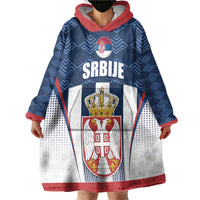 Custom Serbia Basketball Champions Wearable Blanket Hoodie Sporty Style with Coat of Arms