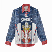 Custom Serbia Basketball Champions Women Casual Shirt Sporty Style with Coat of Arms