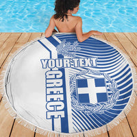 Personalized Greece Coat of Arms Beach Blanket Greek cross and Two Laurel Branches