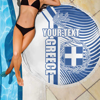 Personalized Greece Coat of Arms Beach Blanket Greek cross and Two Laurel Branches