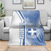 Personalized Greece Coat of Arms Blanket Greek cross and Two Laurel Branches