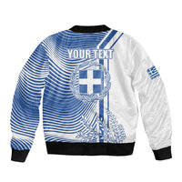 Personalized Greece Coat of Arms Bomber Jacket Greek cross and Two Laurel Branches