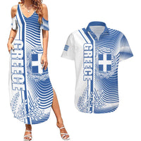 Personalized Greece Coat of Arms Couples Matching Summer Maxi Dress and Hawaiian Shirt Greek cross and Two Laurel Branches