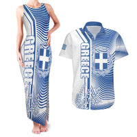 Personalized Greece Coat of Arms Couples Matching Tank Maxi Dress and Hawaiian Shirt Greek cross and Two Laurel Branches