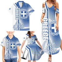 Personalized Greece Coat of Arms Family Matching Summer Maxi Dress and Hawaiian Shirt Greek cross and Two Laurel Branches