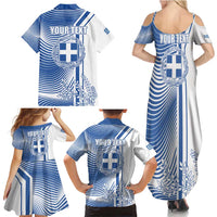 Personalized Greece Coat of Arms Family Matching Summer Maxi Dress and Hawaiian Shirt Greek cross and Two Laurel Branches