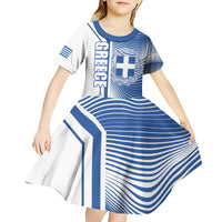 Personalized Greece Coat of Arms Kid Short Sleeve Dress Greek cross and Two Laurel Branches