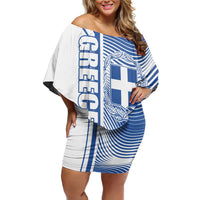 Personalized Greece Coat of Arms Off Shoulder Short Dress Greek cross and Two Laurel Branches