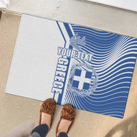 Personalized Greece Coat of Arms Rubber Doormat Greek cross and Two Laurel Branches