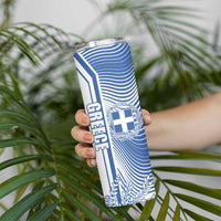 Personalized Greece Coat of Arms Skinny Tumbler Greek Cross and Two Laurel Branches