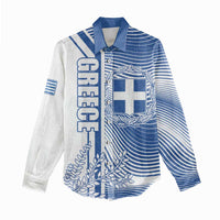 Personalized Greece Coat of Arms Women Casual Shirt Greek cross and Two Laurel Branches