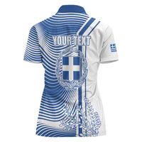 Personalized Greece Coat of Arms Women Polo Shirt Greek cross and Two Laurel Branches