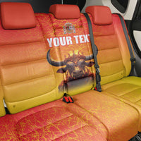Personalized Spain Bull with Crown Back Car Seat Cover Espana Flag with Coat of Arms