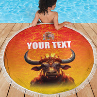 Personalized Spain Bull with Crown Beach Blanket Espana Flag with Coat of Arms