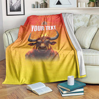 Personalized Spain Bull with Crown Blanket Espana Flag with Coat of Arms