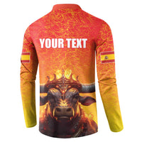 Personalized Spain Bull with Crown Button Sweatshirt Espana Flag with Coat of Arms